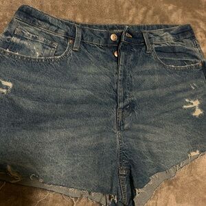 Wild Fable High Rise Distressed Blue Denim Shorts